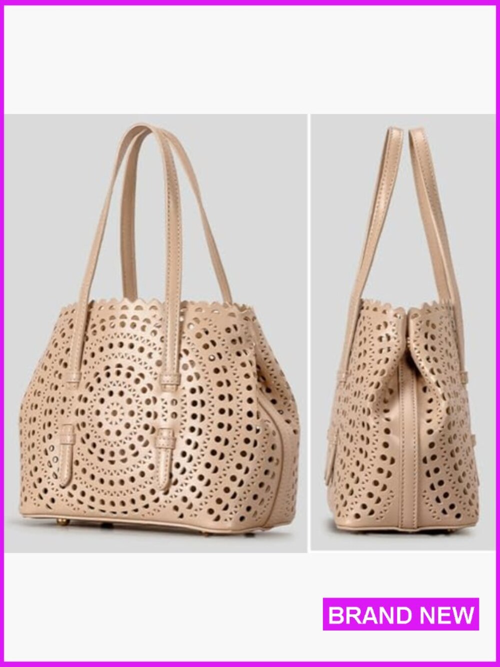 Black Laser-Cut Tote Bag - Classic Women's Shoulder Bag - Picture 7 of 7